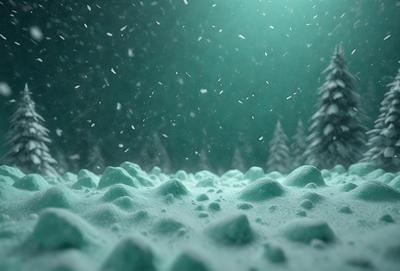 The primary subject of the image is a snowy landscape with a forest in the background. The setting is a winter scene with snow covering the ground and trees. The visual style is a photo, capturing the beauty of the snowy environment. The colors and mood are predominantly white and cold, creating a serene and peaceful atmosphere.